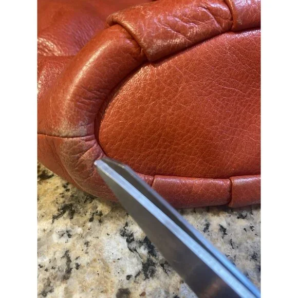 Coach Madison Lindsey Satchel Orange Leather 18641 Tote Crossbody Bag Purse - Picture 3 of 5